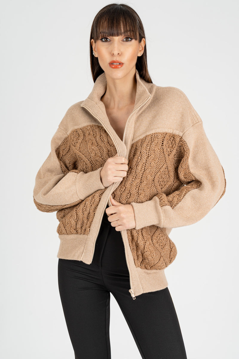 Giacca in Maglia Cammello