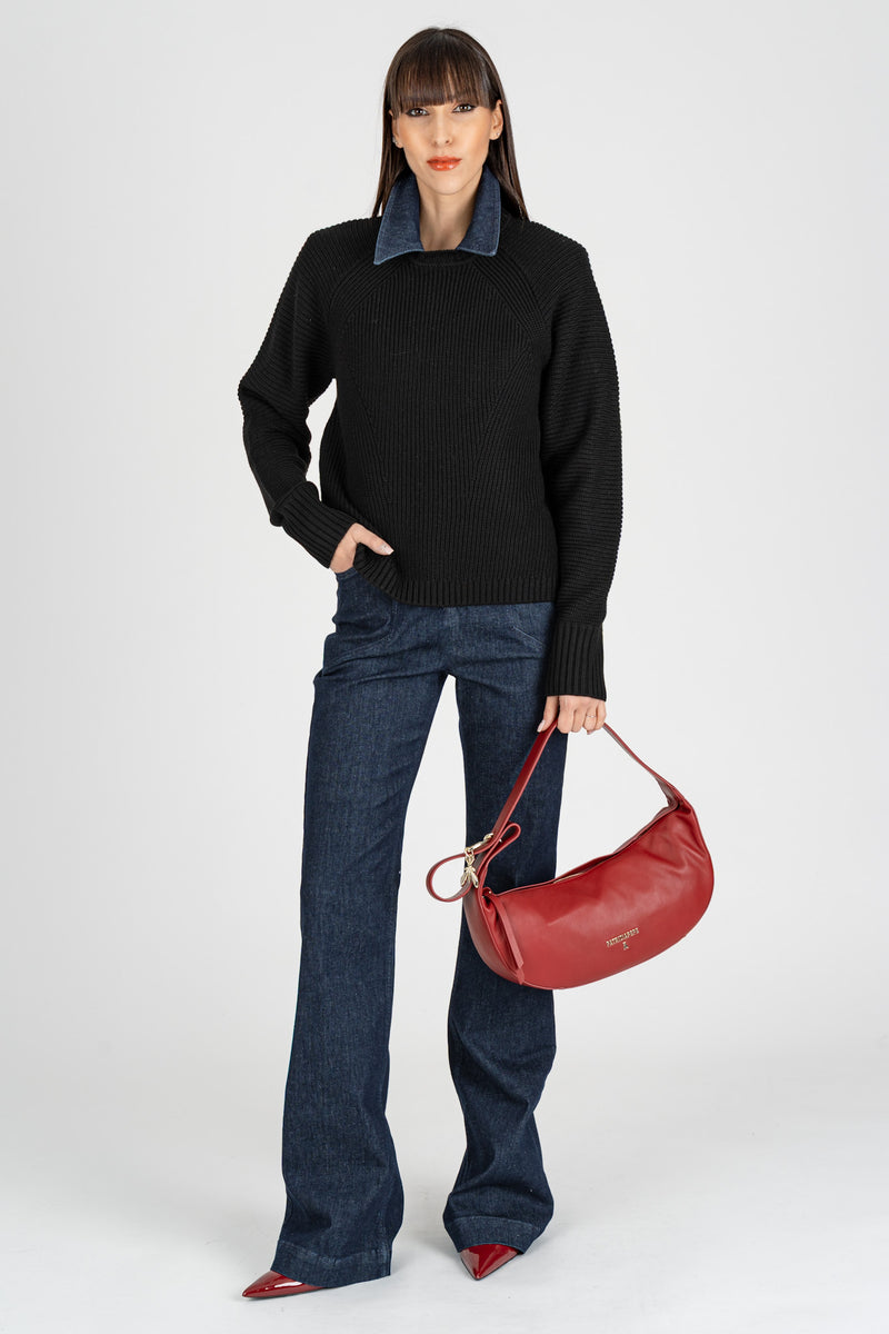 Maglia Giro Collo Essential Nero