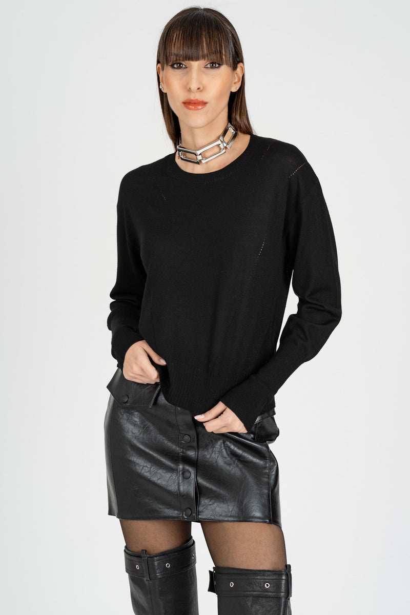 Maglia Lana Girocollo Nero