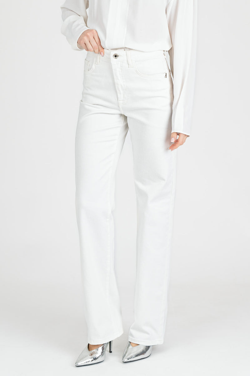 Pantalone Denim Dritto Bianco