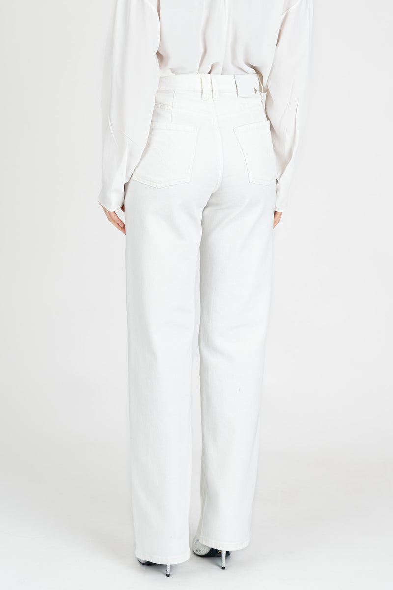 Pantalone Denim Dritto Bianco