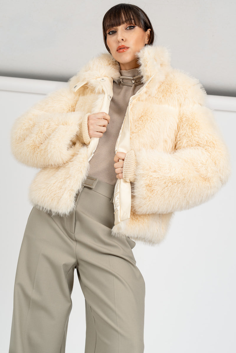 Giubbotto Simil Fur Wooly White