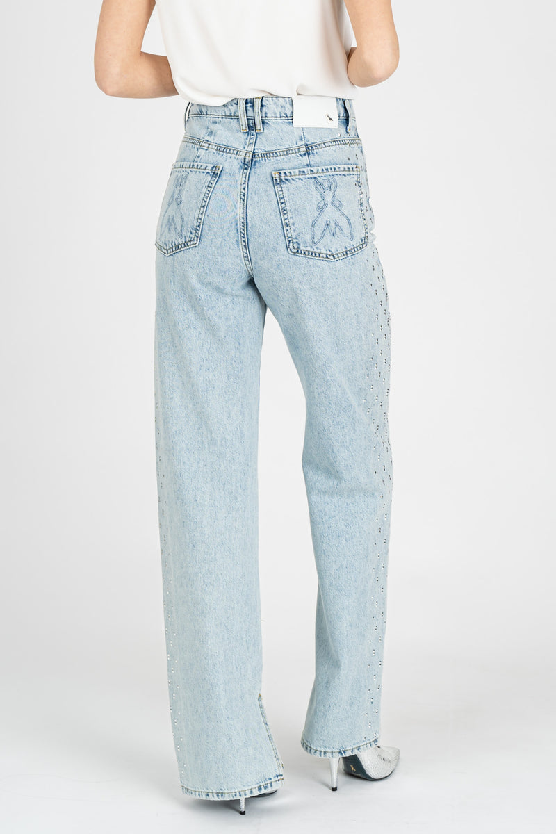 Jeans con Micro Borchie Light Indingo Wash