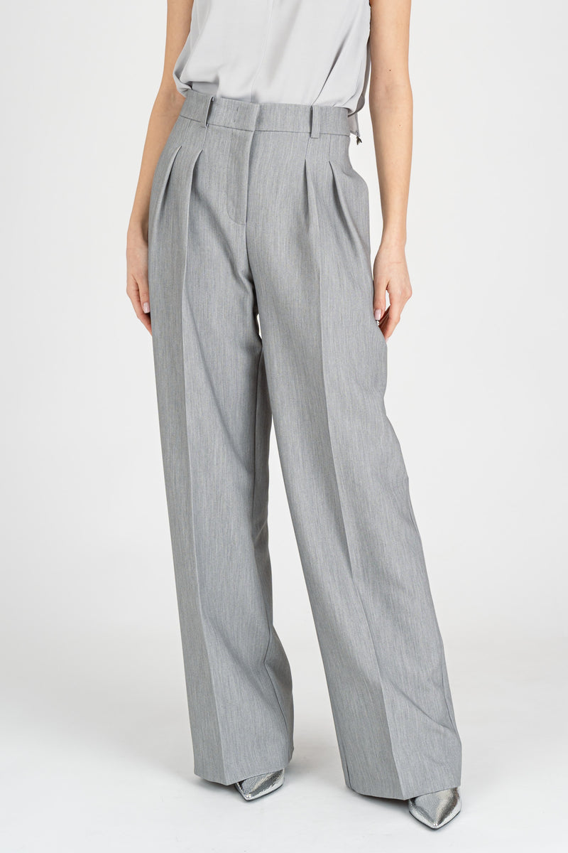 Pantalone ampi con Pinces Grigio Melange