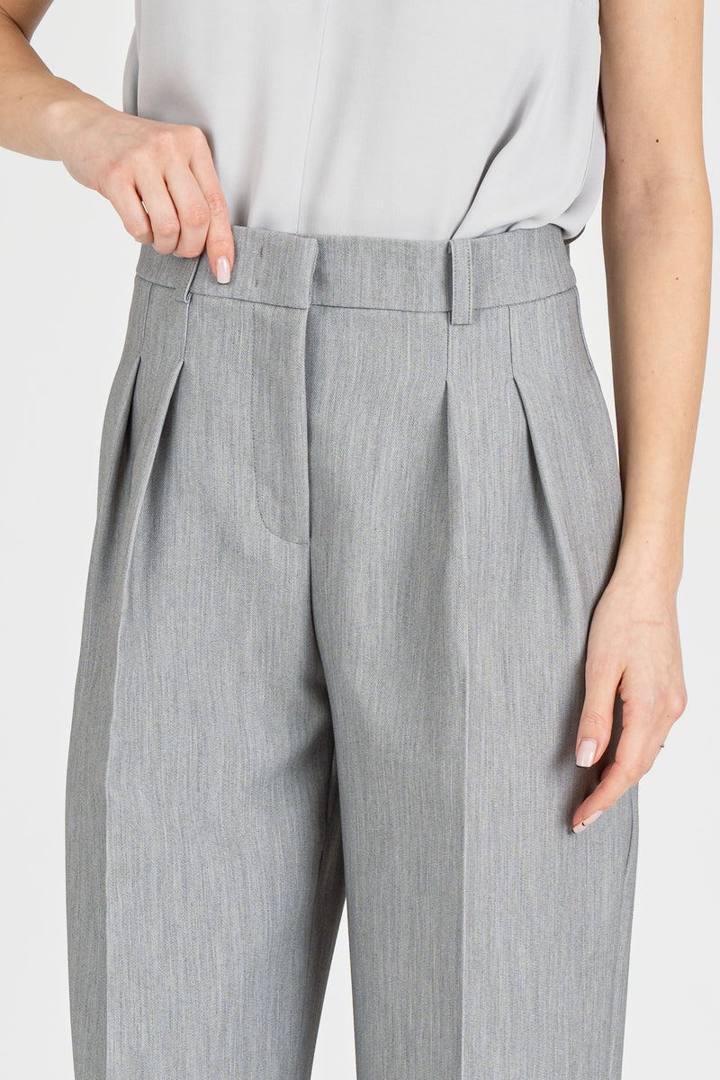 Pantalone ampi con Pinces Grigio Melange