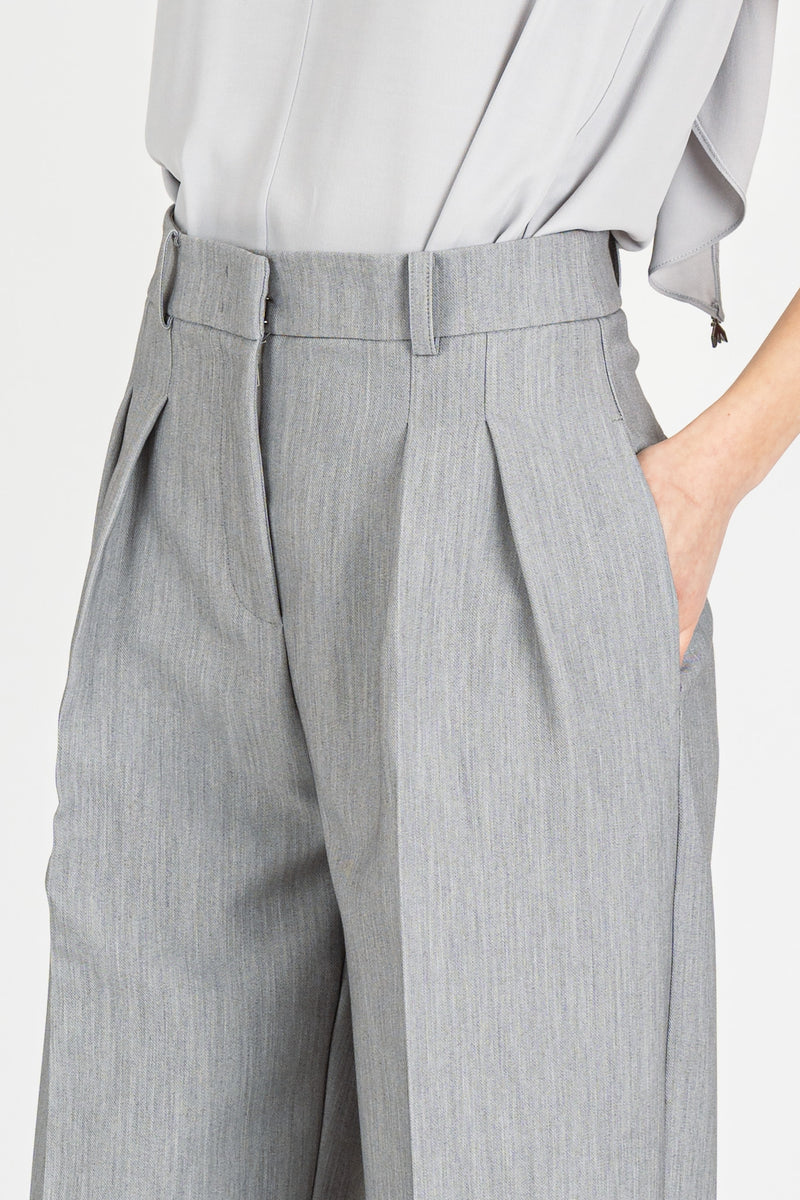 Pantalone ampi con Pinces Grigio Melange