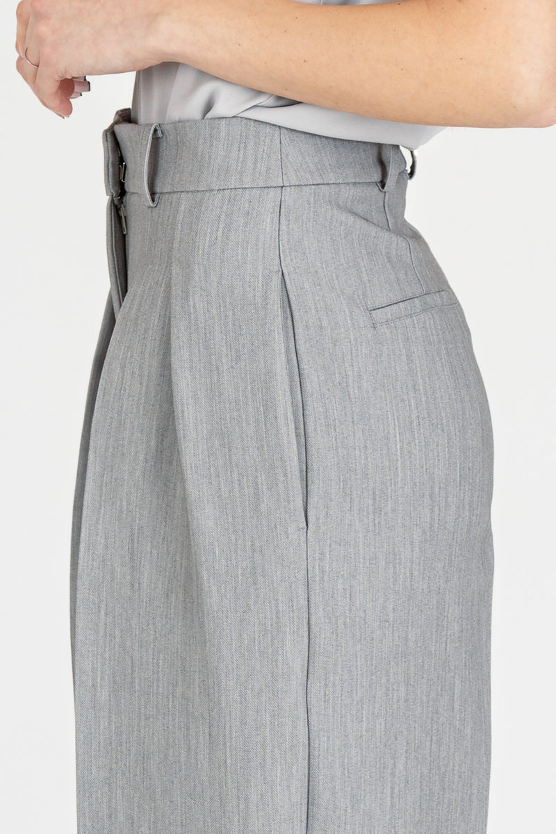 Pantalone ampi con Pinces Grigio Melange