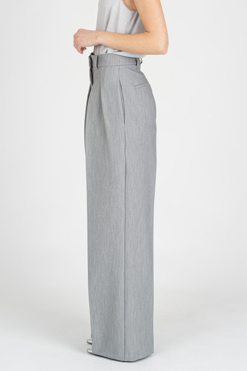 Pantalone ampi con Pinces Grigio Melange