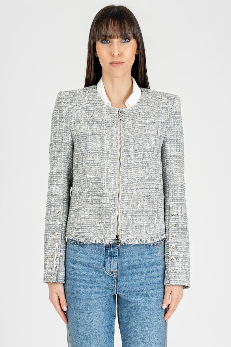 Giacca con Zip Gray Tweed