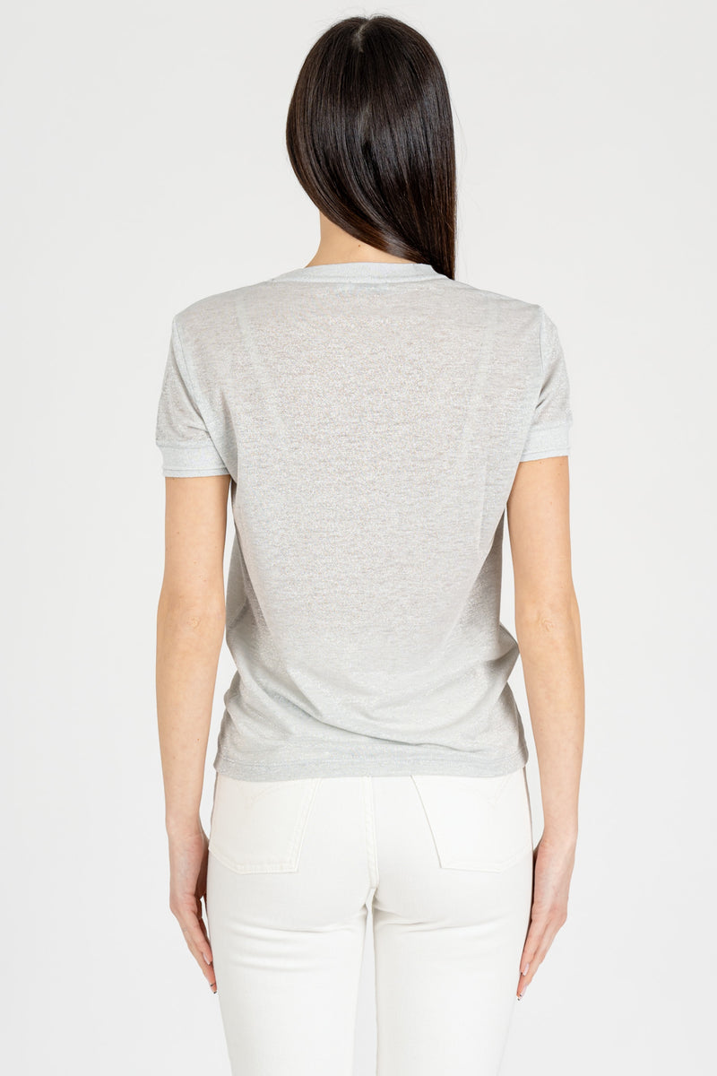 T-Shirt in Maglia White Lurex