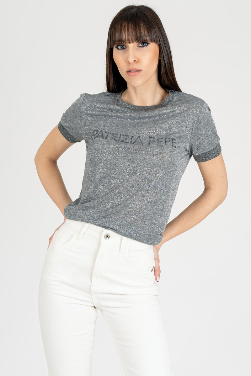 T-Shirt in Maglia Urban Gray Lurex