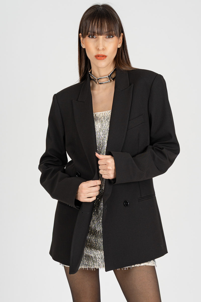 Giacca Blazer Doppio Petto Nero