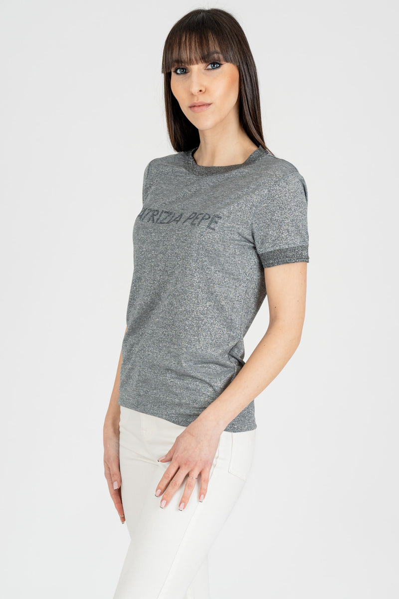 T-Shirt in Maglia Urban Gray Lurex