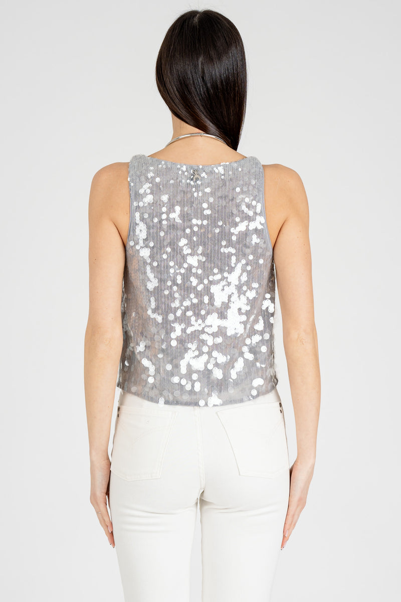 Top in Pailettes Degradè Glass Gray Sequins