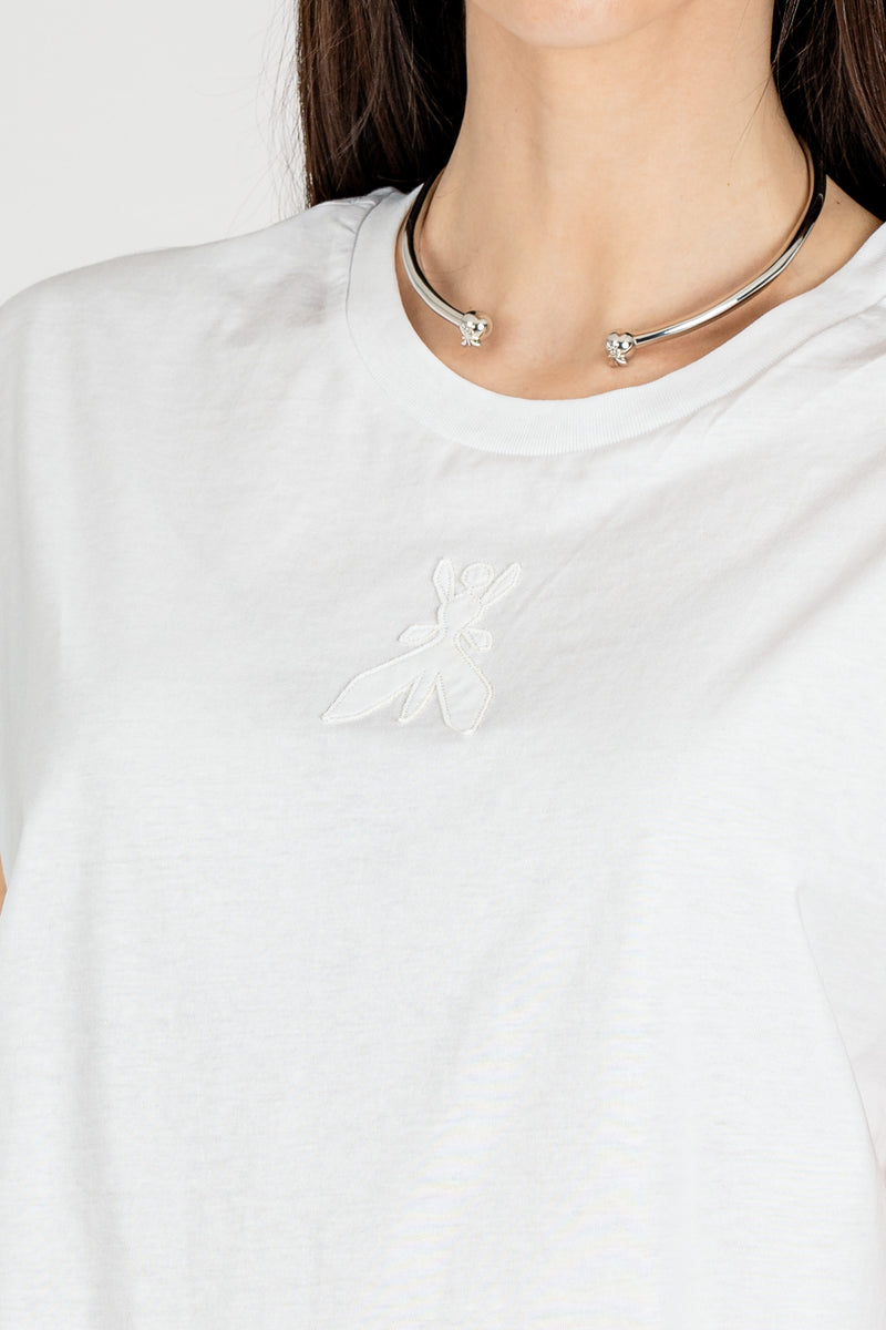 T-Shirt con Patch Bianco Ottico