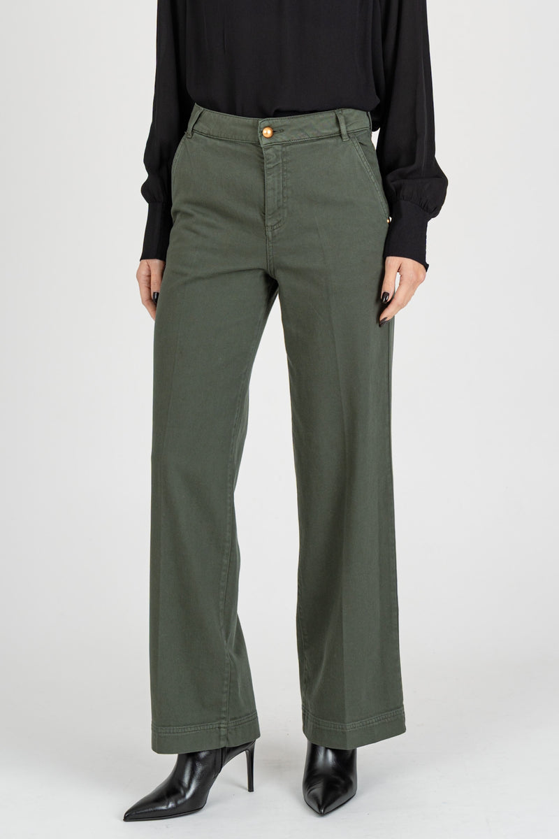 Pantalone Gamba Larga Verde Militare
