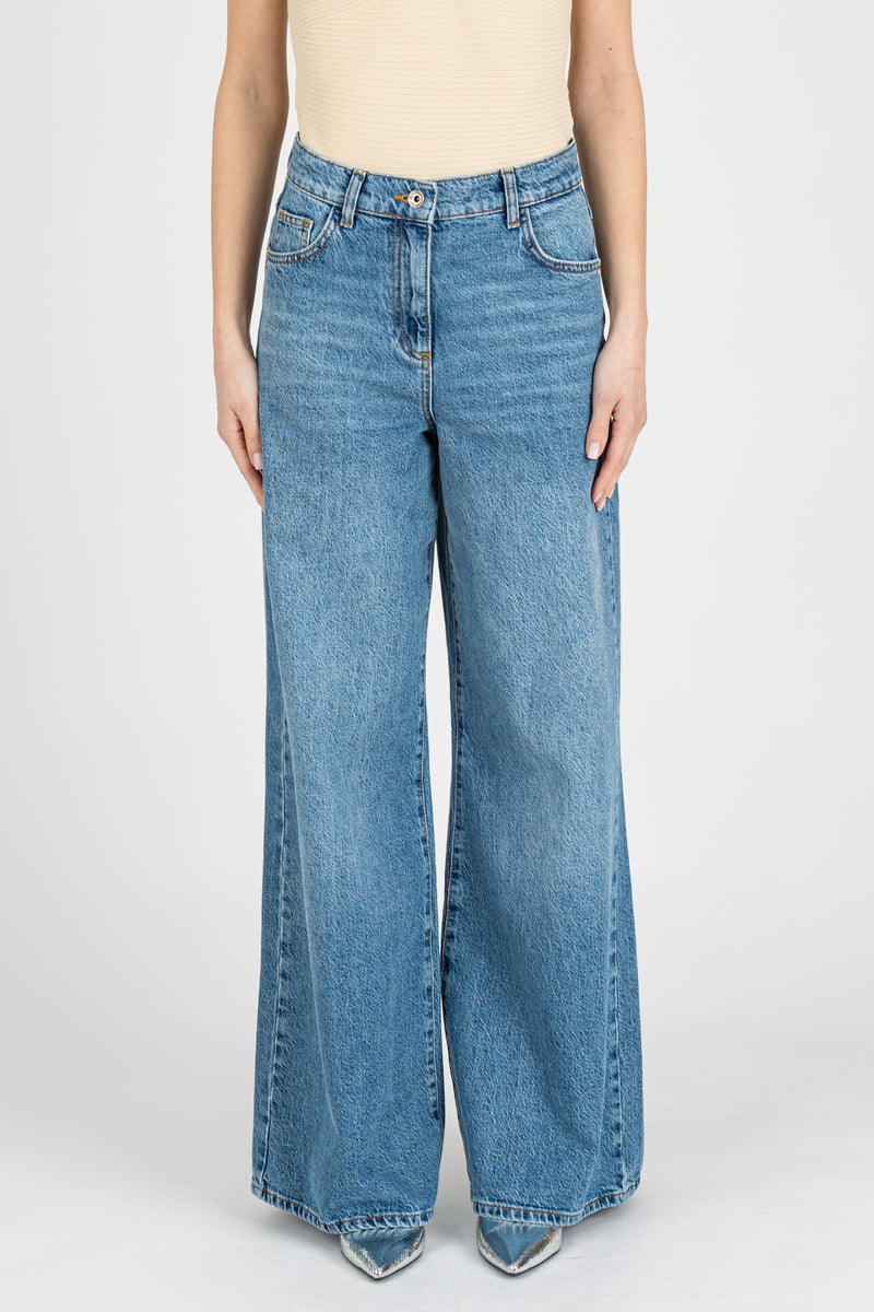 Jeans denim a Palazzo Blue Wash