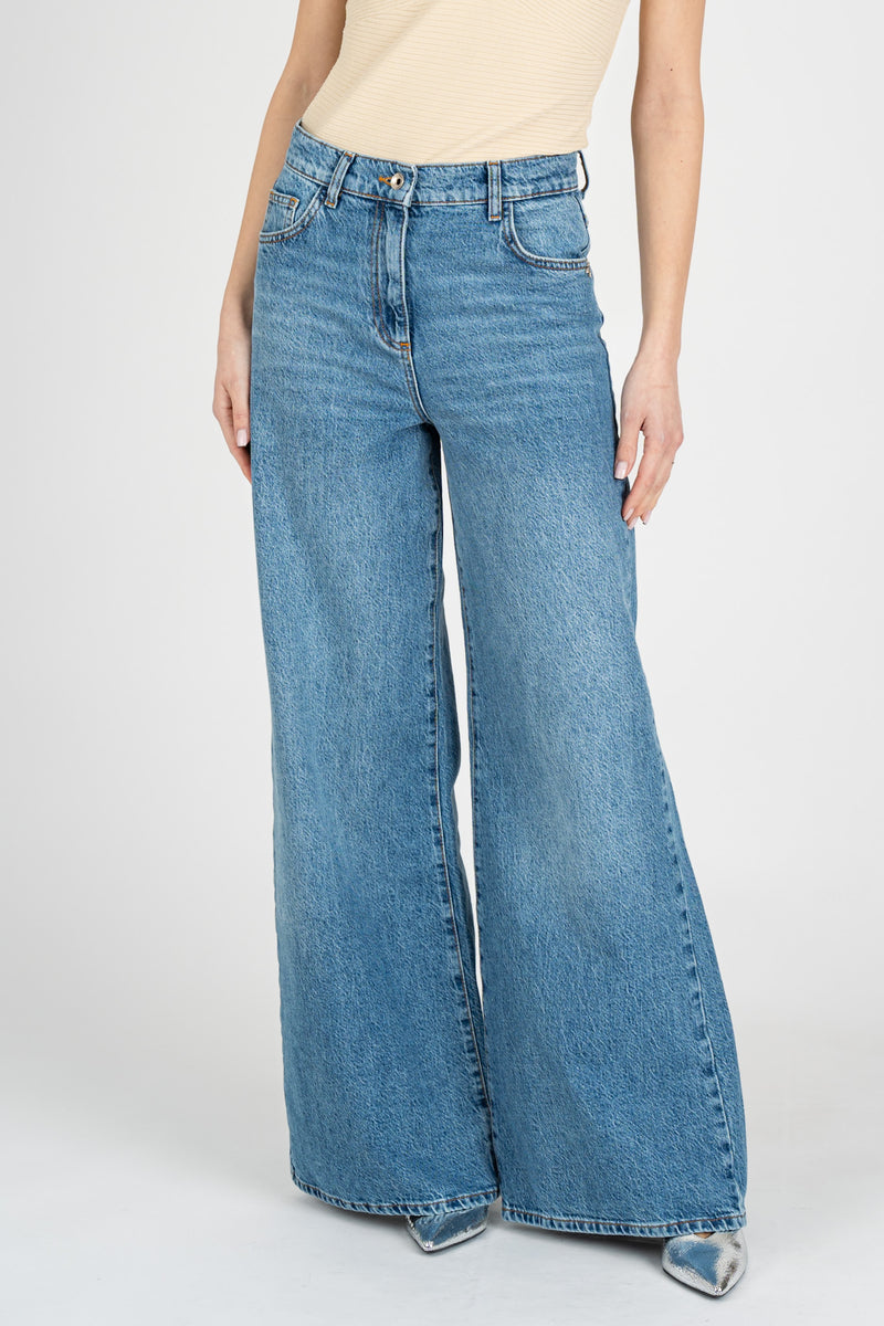 Jeans denim a Palazzo Blue Wash