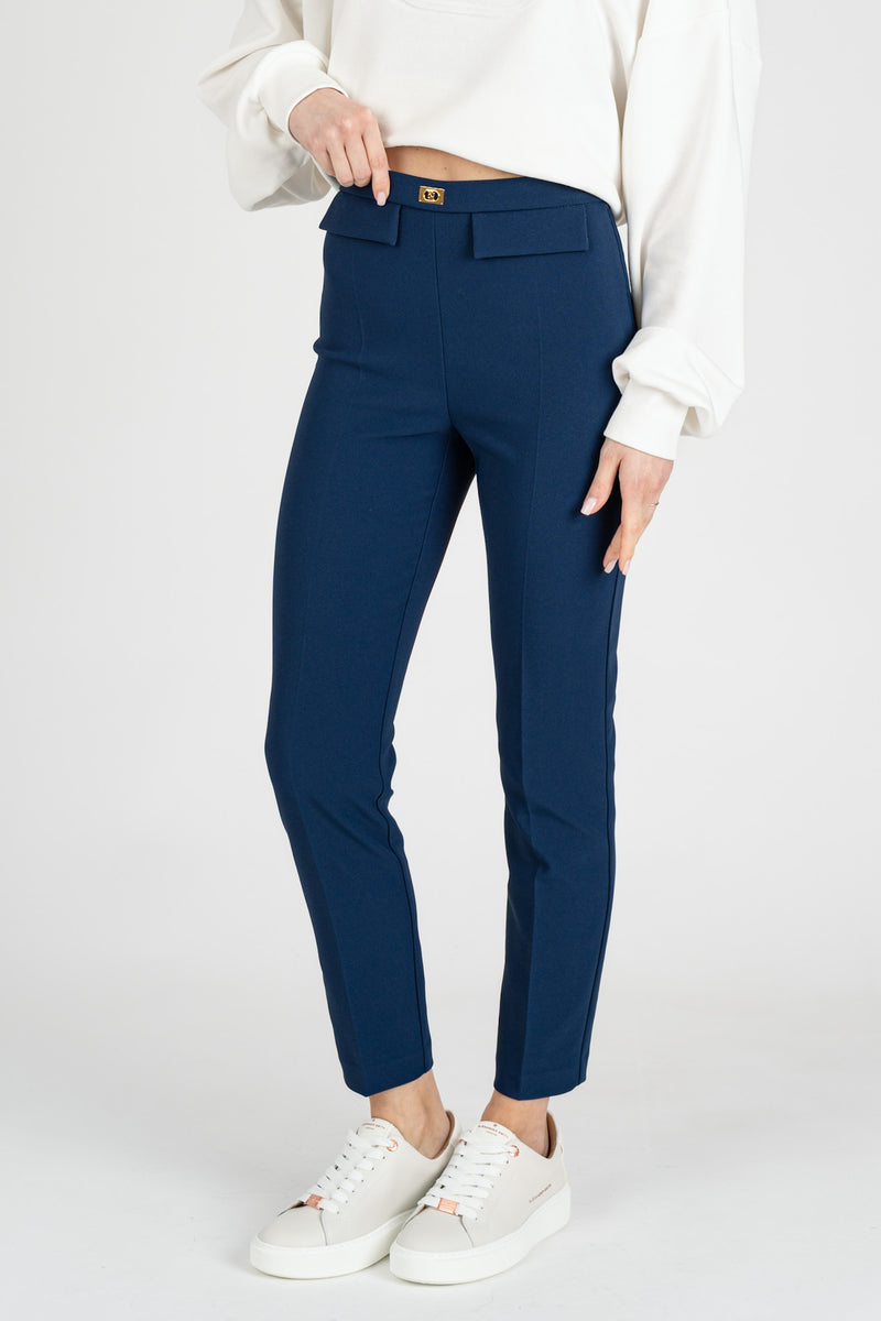 Pantalone Slim in Crepe Oltre Mare