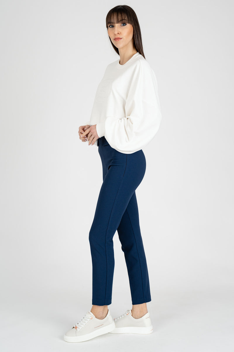 Pantalone Slim in Crepe Oltre Mare