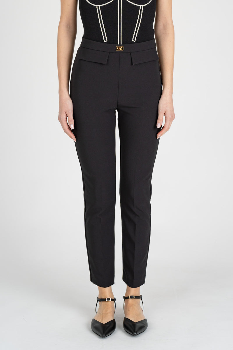 Pantalone Slim in Crepe Nero