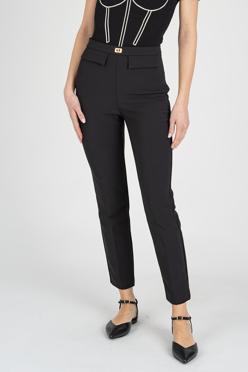 Pantalone Slim in Crepe Nero