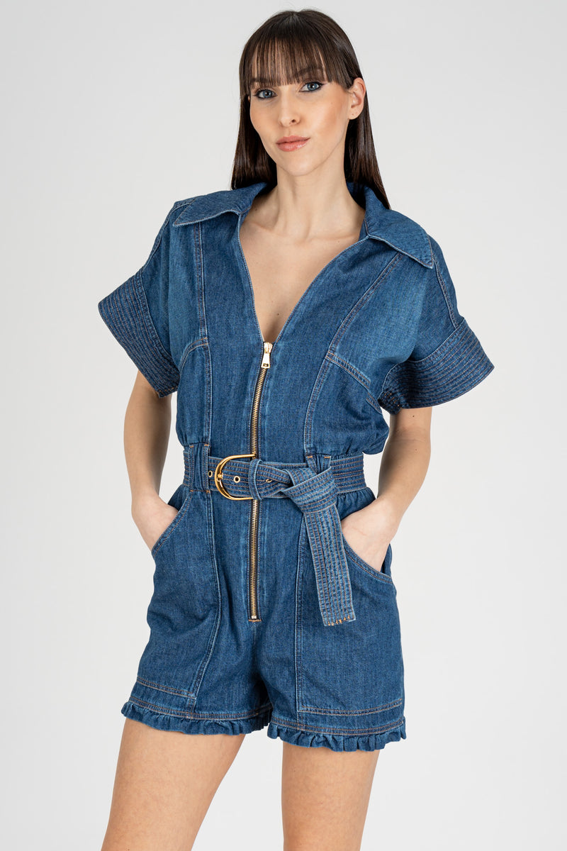 Tuta in Jeans Corta Blue denim