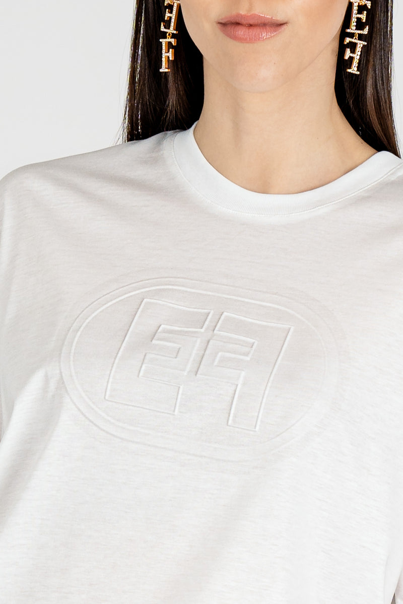 T-Shirt con Logo Avorio