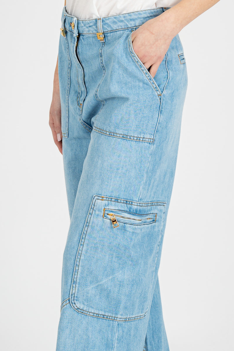 Jeans Cargo con Tasconi Light Blue