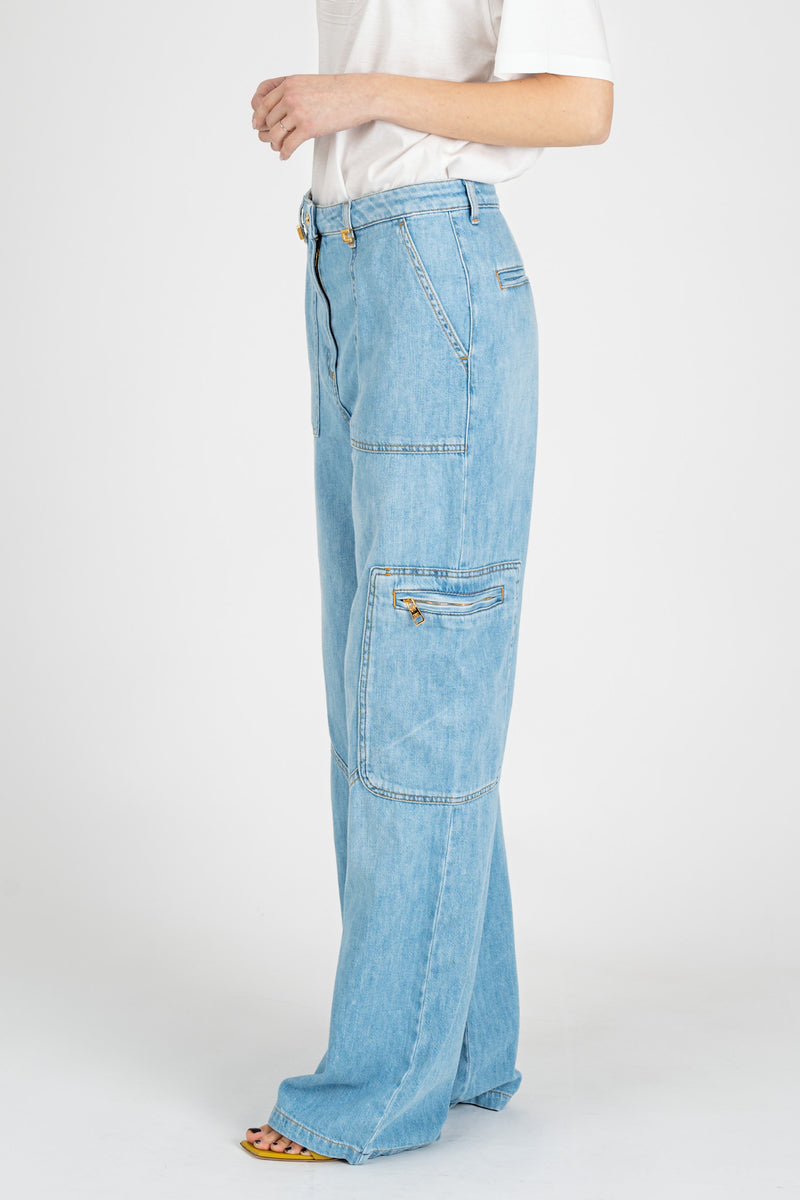 Jeans Cargo con Tasconi Light Blue