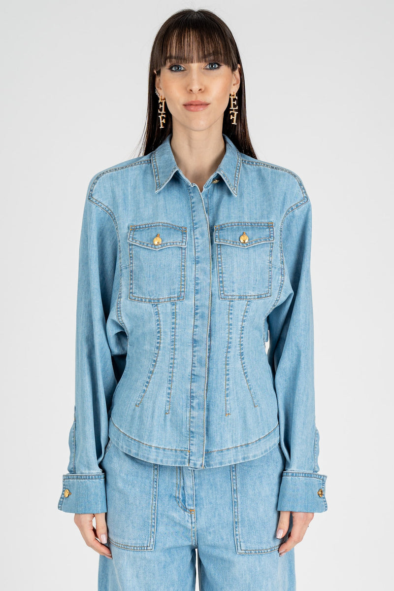 Camicia Denim con Baschina Light Blue