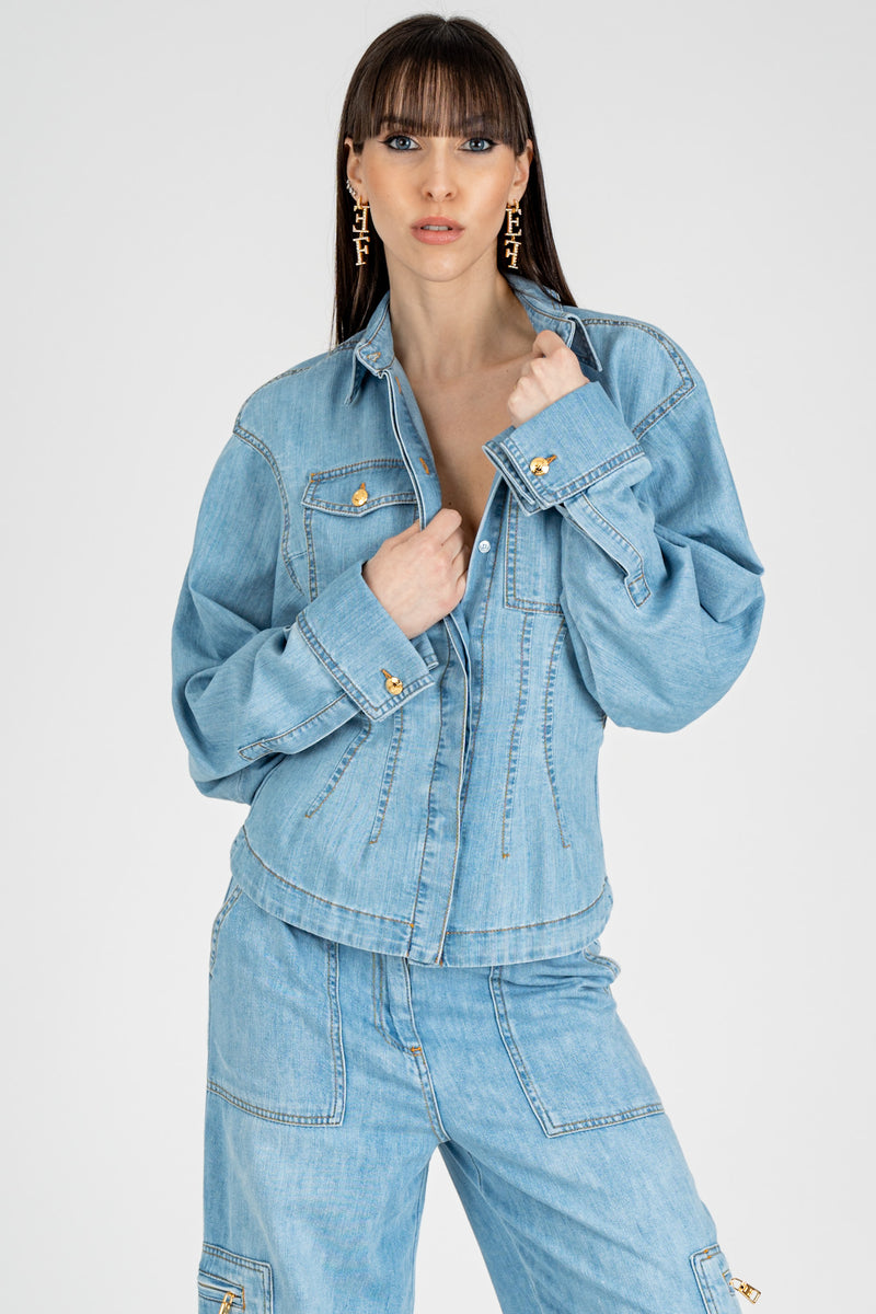 Camicia Denim con Baschina Light Blue