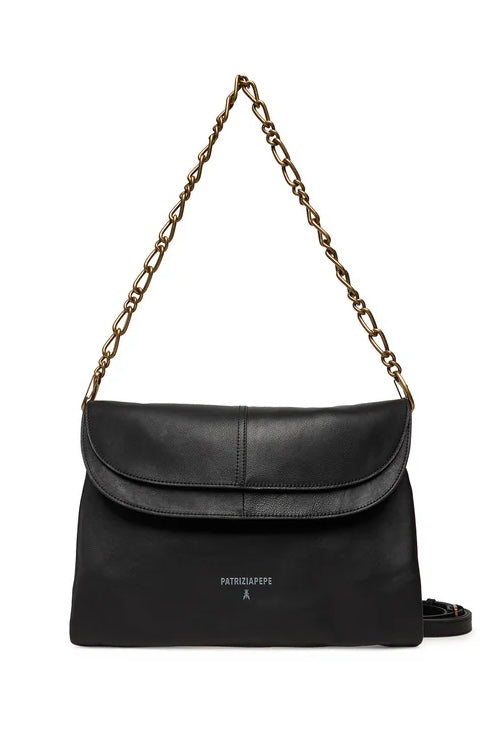 Borsa con Doppia Patta Nero