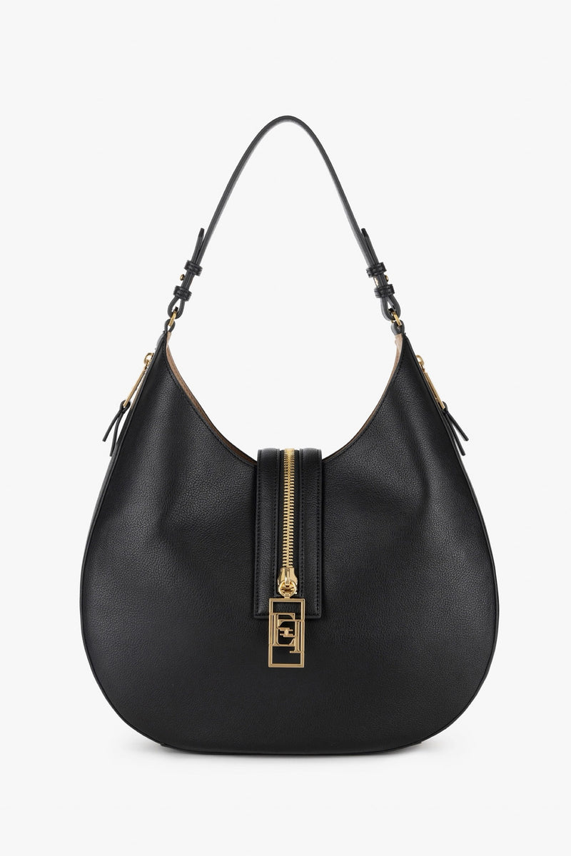 Borsa Hobo Grande con Zip Nero