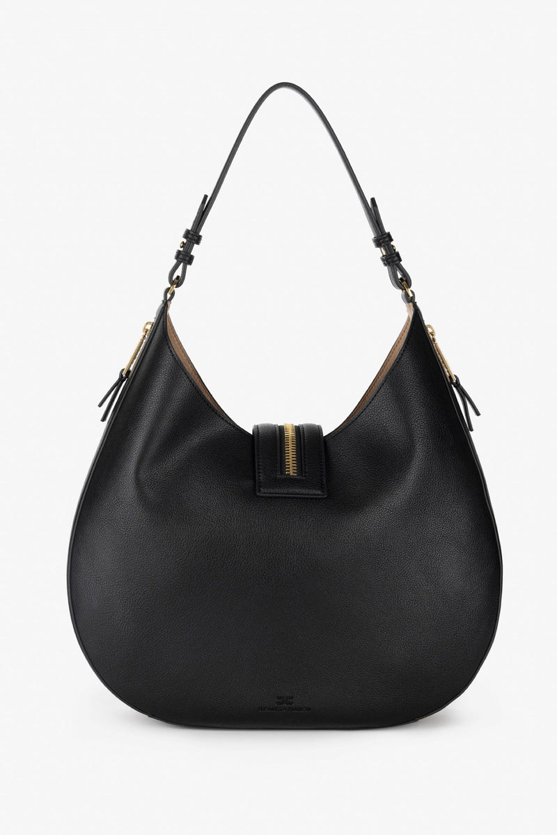 Borsa Hobo Grande con Zip Nero