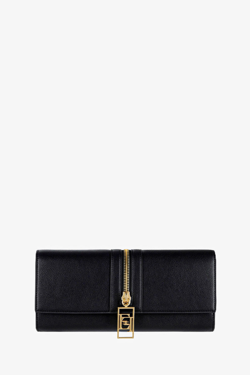 Borsa Baguette con Zip Nero