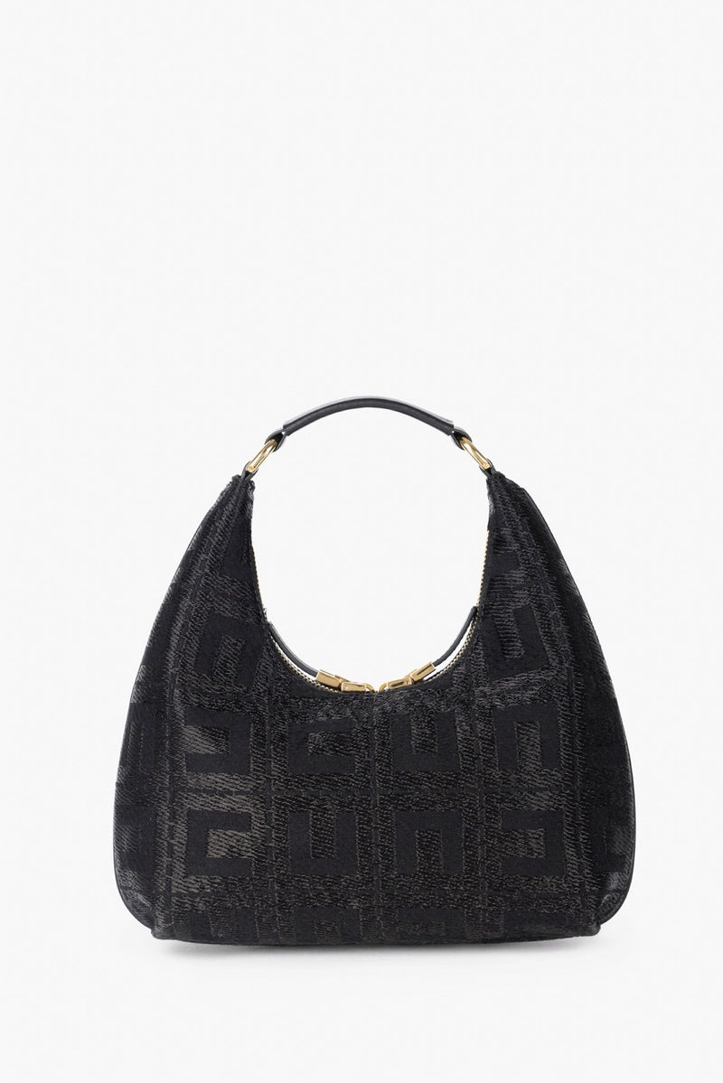 Borsa Hobo in Tessuto Jacquard Nero